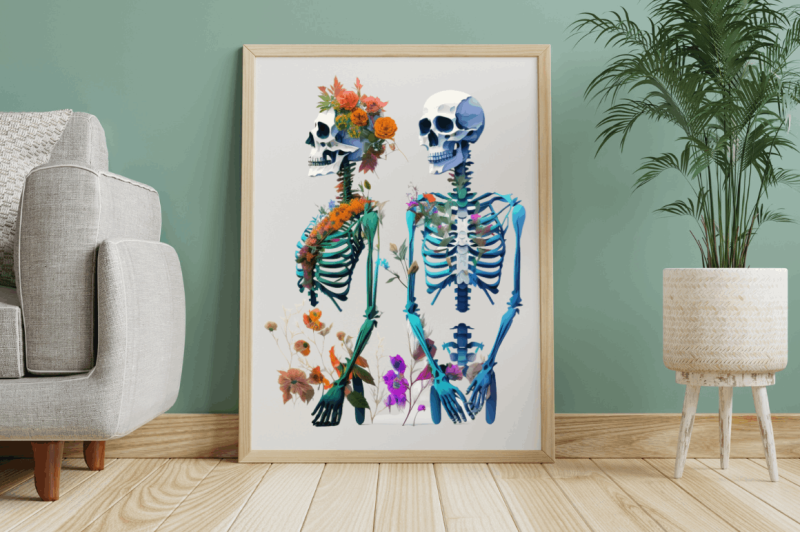 watercolor-skeleton-couple-clipart-bundle