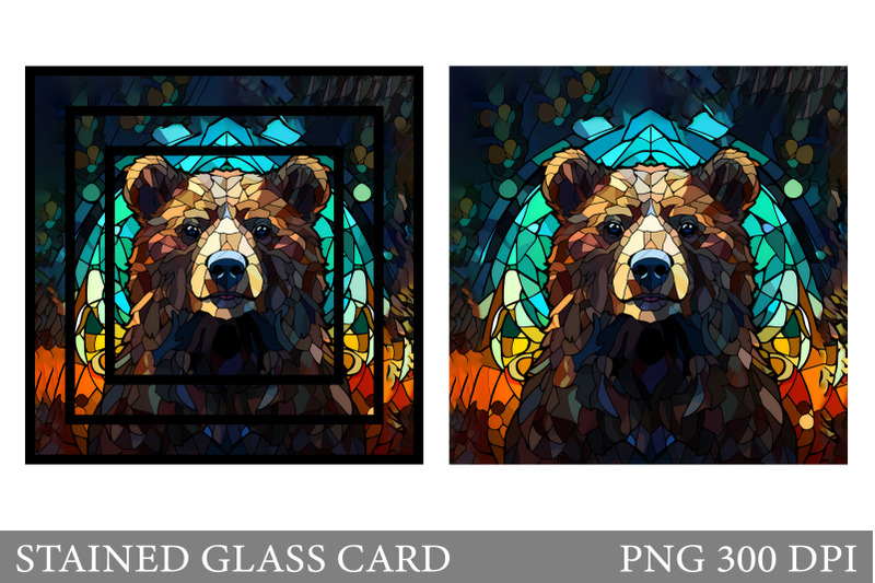 stained-glass-bear-card-sublimation-bear-stained-glass-card