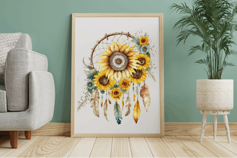 watercolor-sunflower-dreamcatcher-clipart-bundle