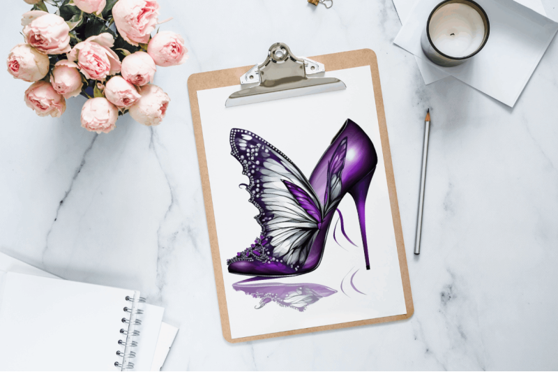 watercolor-butterfly-high-heels-clipart