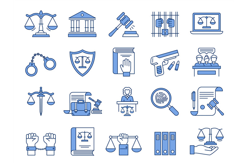law-icons-scales-of-justice-court-and-lawyers-symbols-judges-gavel