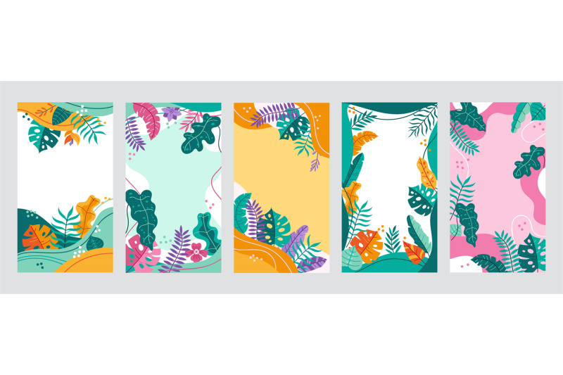 tropical-frame-template-social-media-story-backgrounds-with-leaves-of