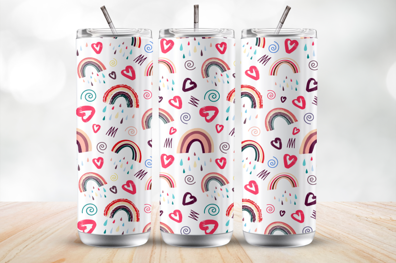 rainbow-hearts-20-oz-tumbler-wrap-sublimation-design