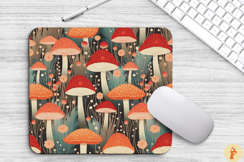 cottagecore-mushrooms-pattern-mouse-pad