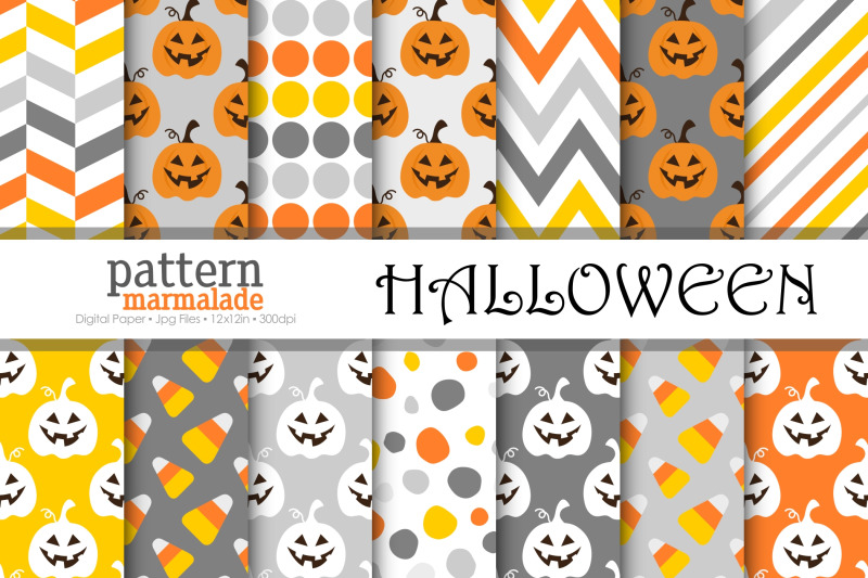 halloween-digital-paper-halloween-jack-o-lantern-bw009b