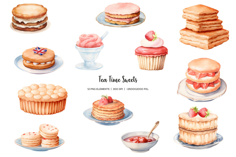 watercolor-british-tea-time-clipart-afternoon-english-tea-uk-tea