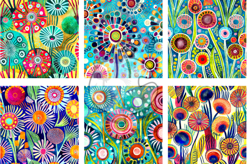 watercolor-funky-dandelion-pattern-papers