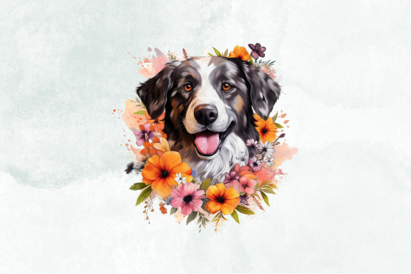 dog-with-flowers-watercolor-clipart