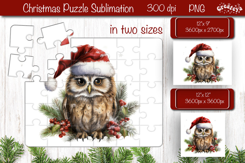 christmas-puzzle-png-owl-kids-puzzle-sublimation-watercolor
