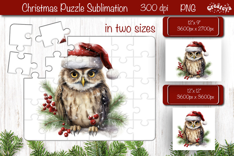 christmas-puzzle-png-owl-kids-puzzle-sublimation-watercolor-png