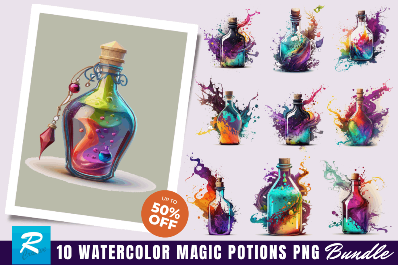 watercolor-bottles-with-magic-potions-clipart-bundle