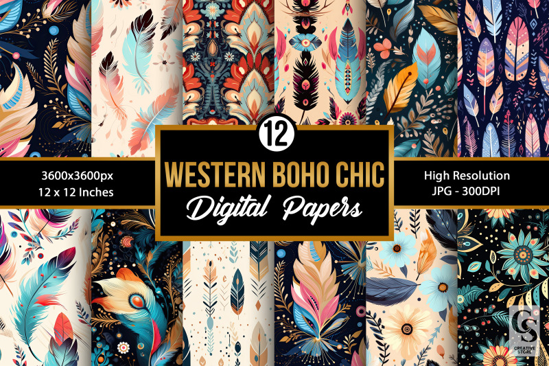 western-boho-chic-seamless-patterns