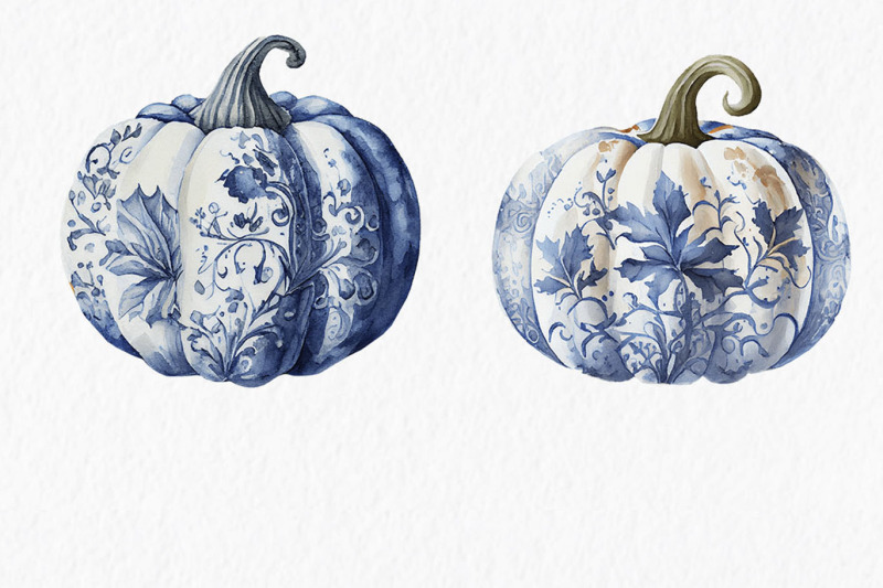 blue-white-pumpkin-watercolor-clipart-png