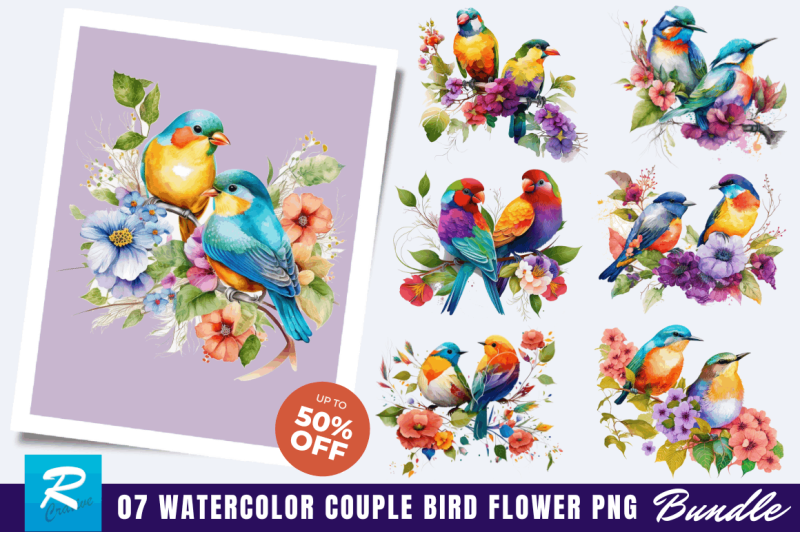 watercolor-couple-bird-flower-clipart-bundle