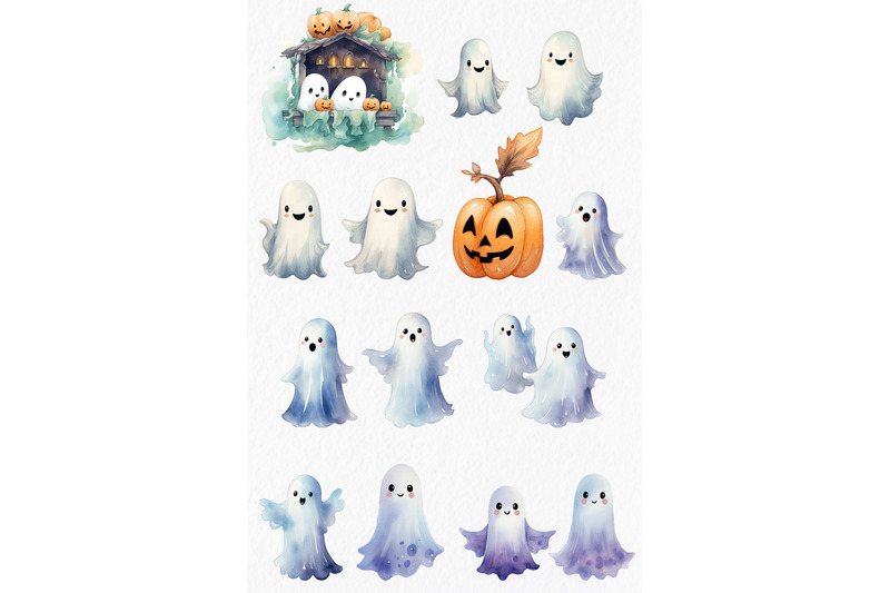 cute-ghosts-watercolor-clipart-png
