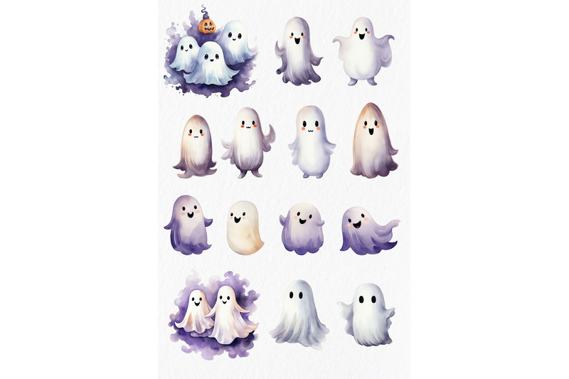 cute-ghosts-watercolor-clipart-png