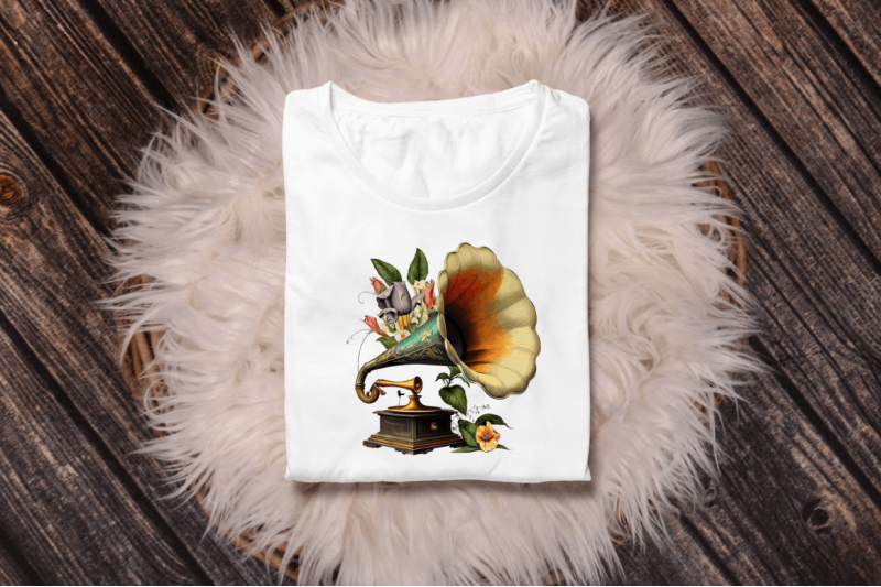 watercolor-vintage-gramophone-clipart-bundle