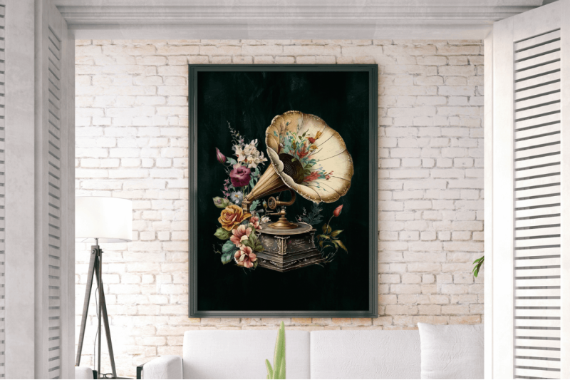 watercolor-vintage-gramophone-clipart-bundle