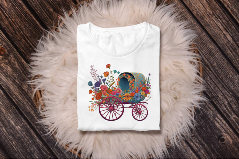 watercolor-floral-boho-wagon-buggy-clipart-bundle