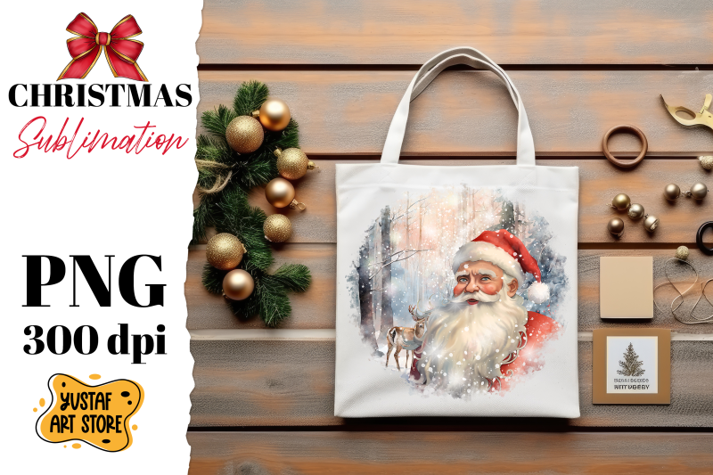 christmas-sublimation-design-santa-claus-in-winter-forest