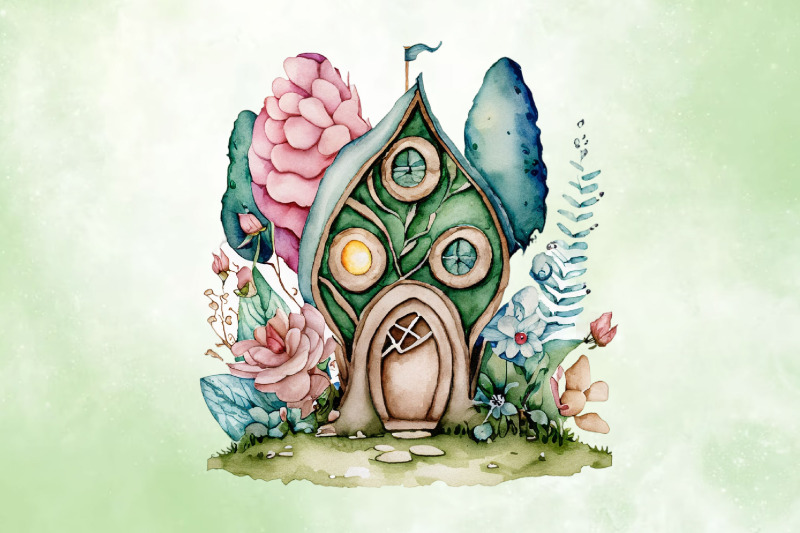 fairy-christmas-house-clipart-bundle