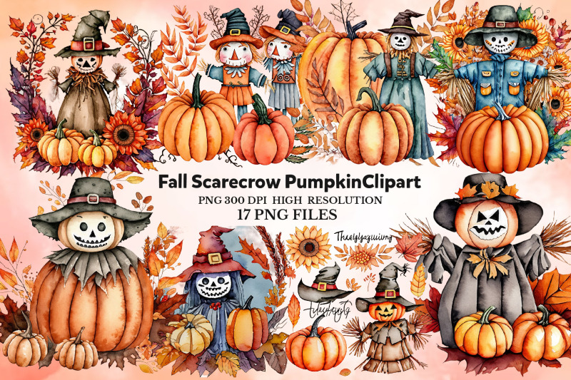 png-watercolor-fall-scarecrow-pumpkin