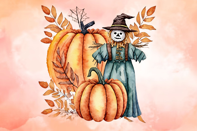 png-watercolor-fall-scarecrow-pumpkin