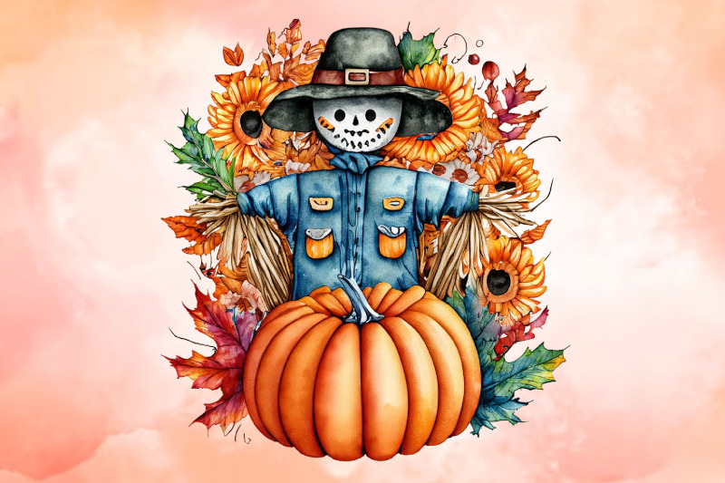 png-watercolor-fall-scarecrow-pumpkin