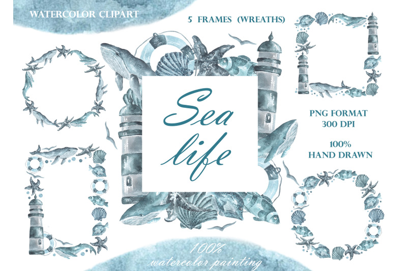sea-life-watercolor-frames-wreaths-borders-nautical