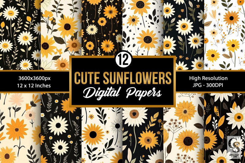 cute-sunflowers-patterns-digital-papers