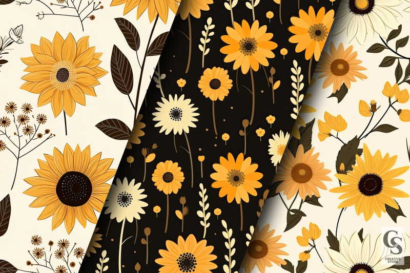 cute-sunflowers-patterns-digital-papers