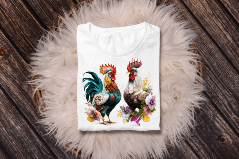 watercolor-hens-and-roosters-clipart-bundle