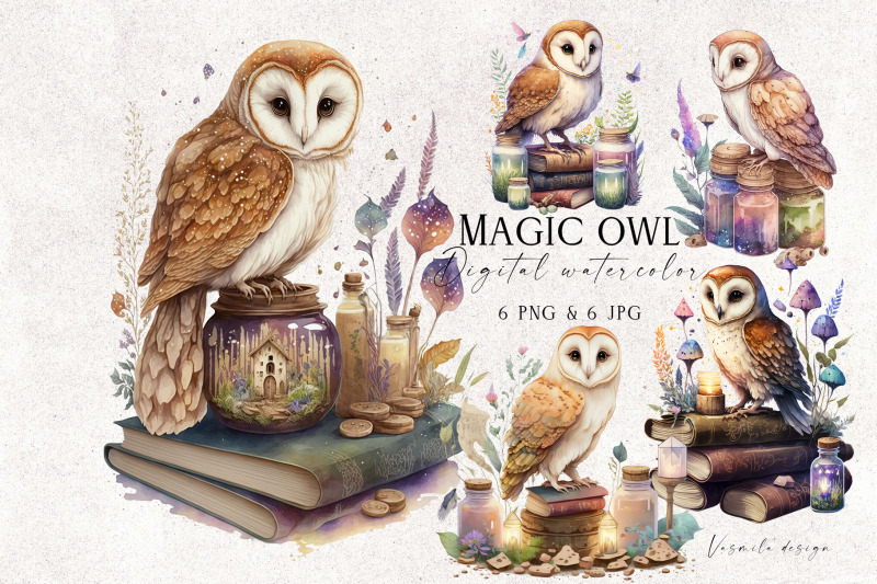 magic-owl-and-old-books-celestial-owls-clipart