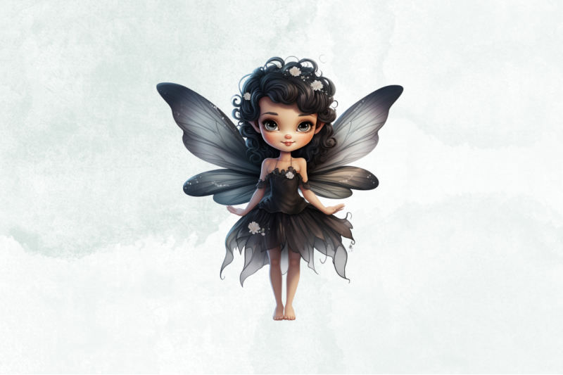 little-black-fairy-watercolor-clipart