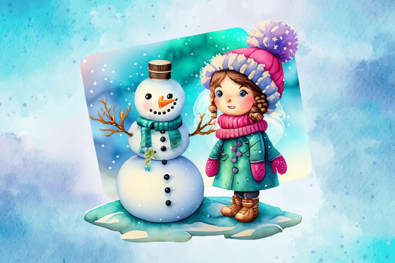 snowman-clipart-watercolor-christmas