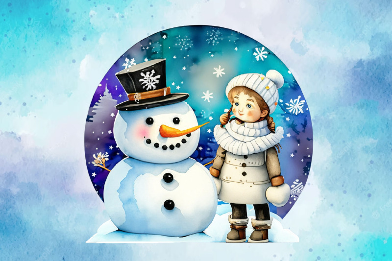 snowman-clipart-watercolor-christmas