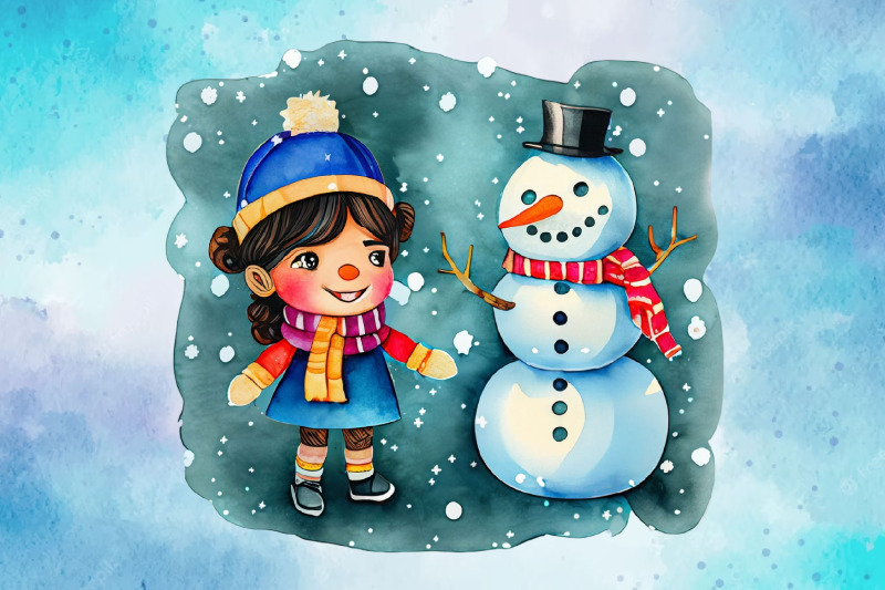 snowman-clipart-watercolor-christmas