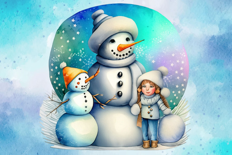 snowman-clipart-watercolor-christmas