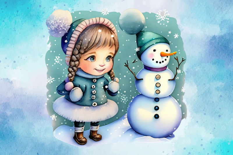 snowman-clipart-watercolor-christmas