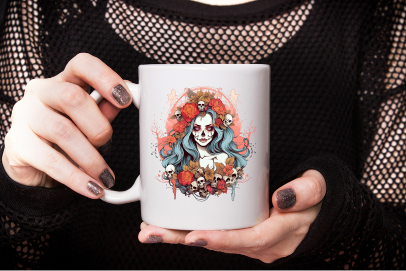 skull-queen-with-flowers-sublimation