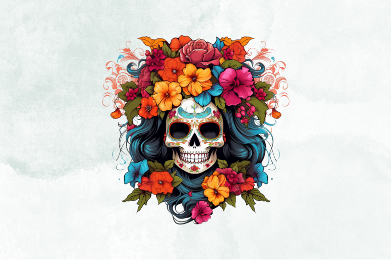 skull-queen-with-flowers-sublimation