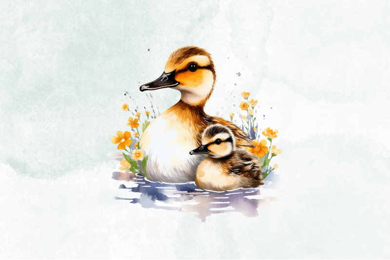 mother-and-baby-duck-watercolor-bundle