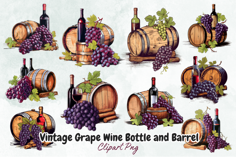 vintage-grape-wine-bottle-and-barrel