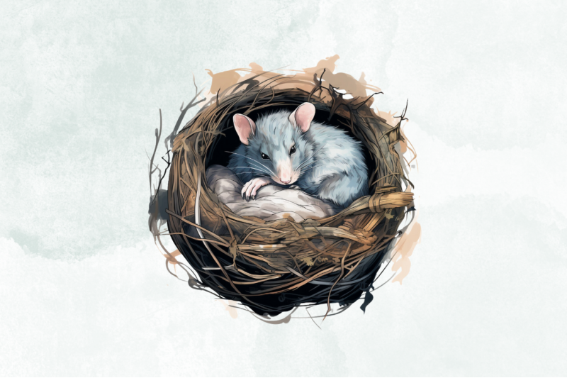 animals-lying-on-a-nest-watercolor