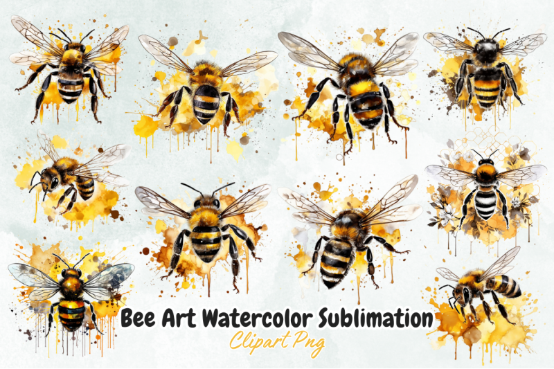 bee-art-watercolor-sublimation-clipart