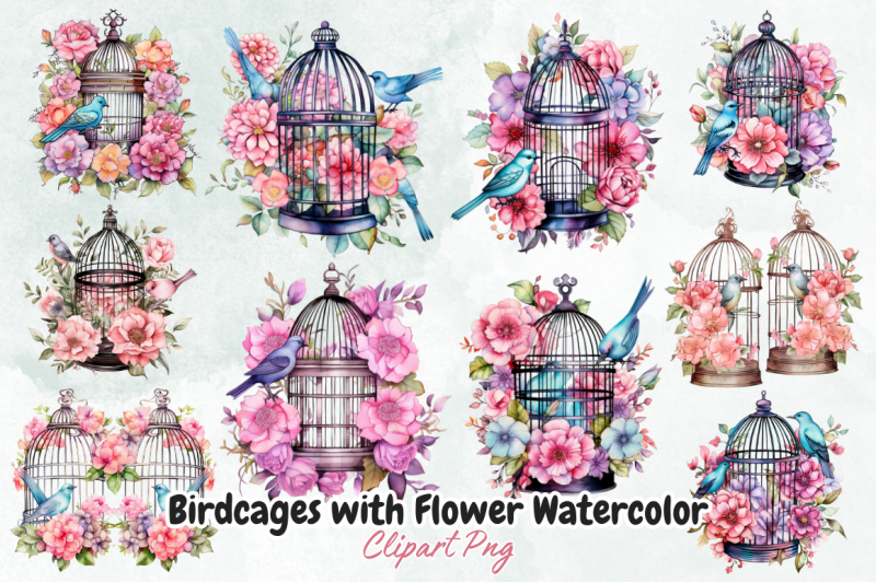 birdcages-with-flower-watercolor-clipart