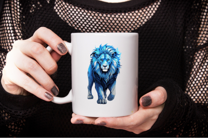 blue-lion-watercolor-sublimation-clipart