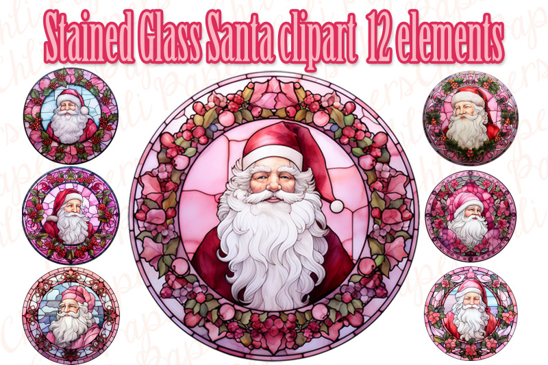 stained-glass-santa-clipart-christmas-clipart-santa-coasters-png-santa