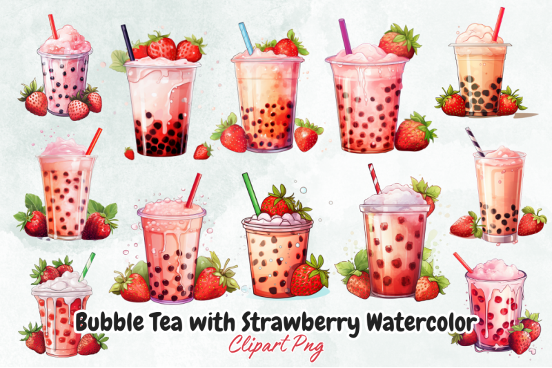 bubble-tea-with-strawberry-watercolor