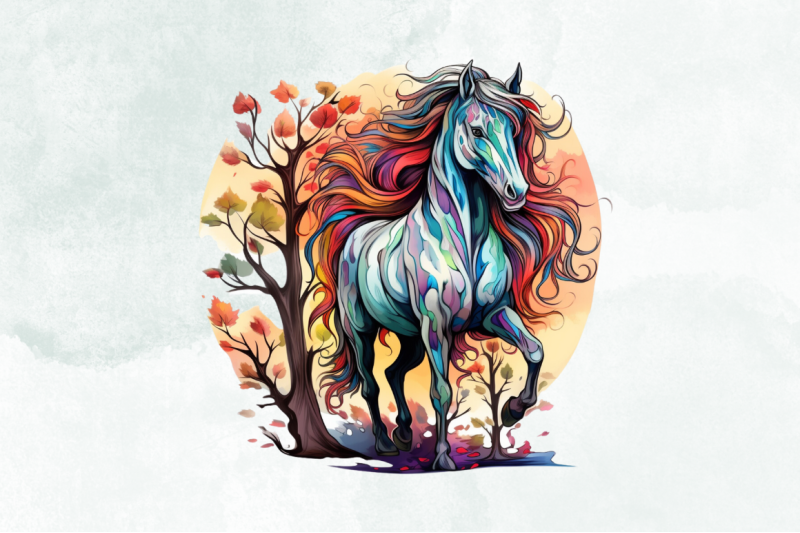 colorful-horse-watercolor-clipart